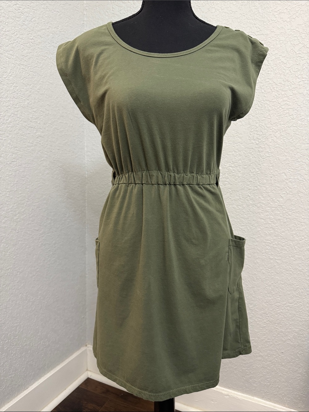 Poof! Olive Green Casual Pocket Mini Dress